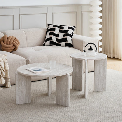 Table basse bois gris minimaliste 2 ensembles -