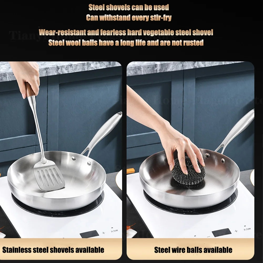 Poêle inox 30cm wok adhésif -