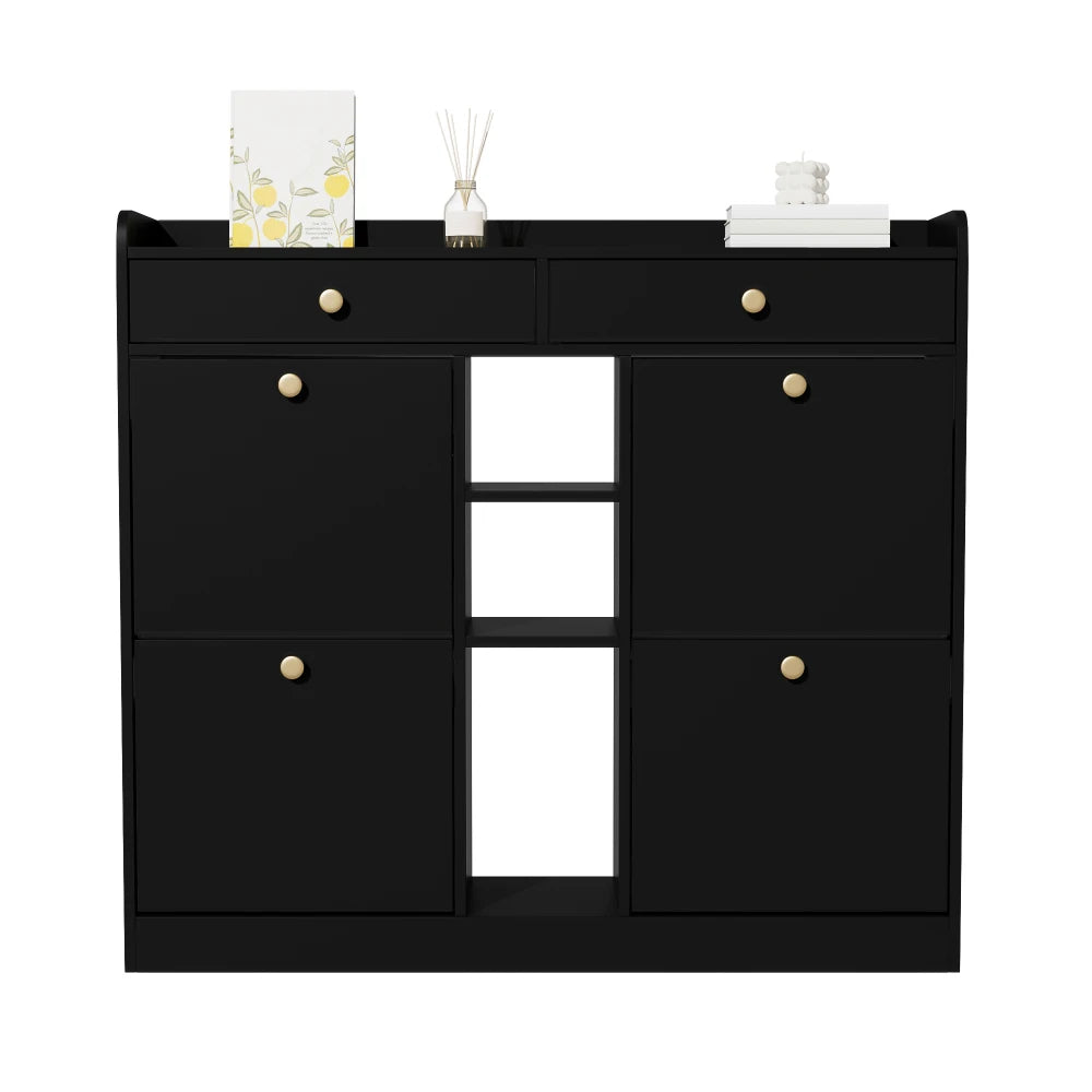 Meuble à chaussure blanc avec 4 portes pliantes -