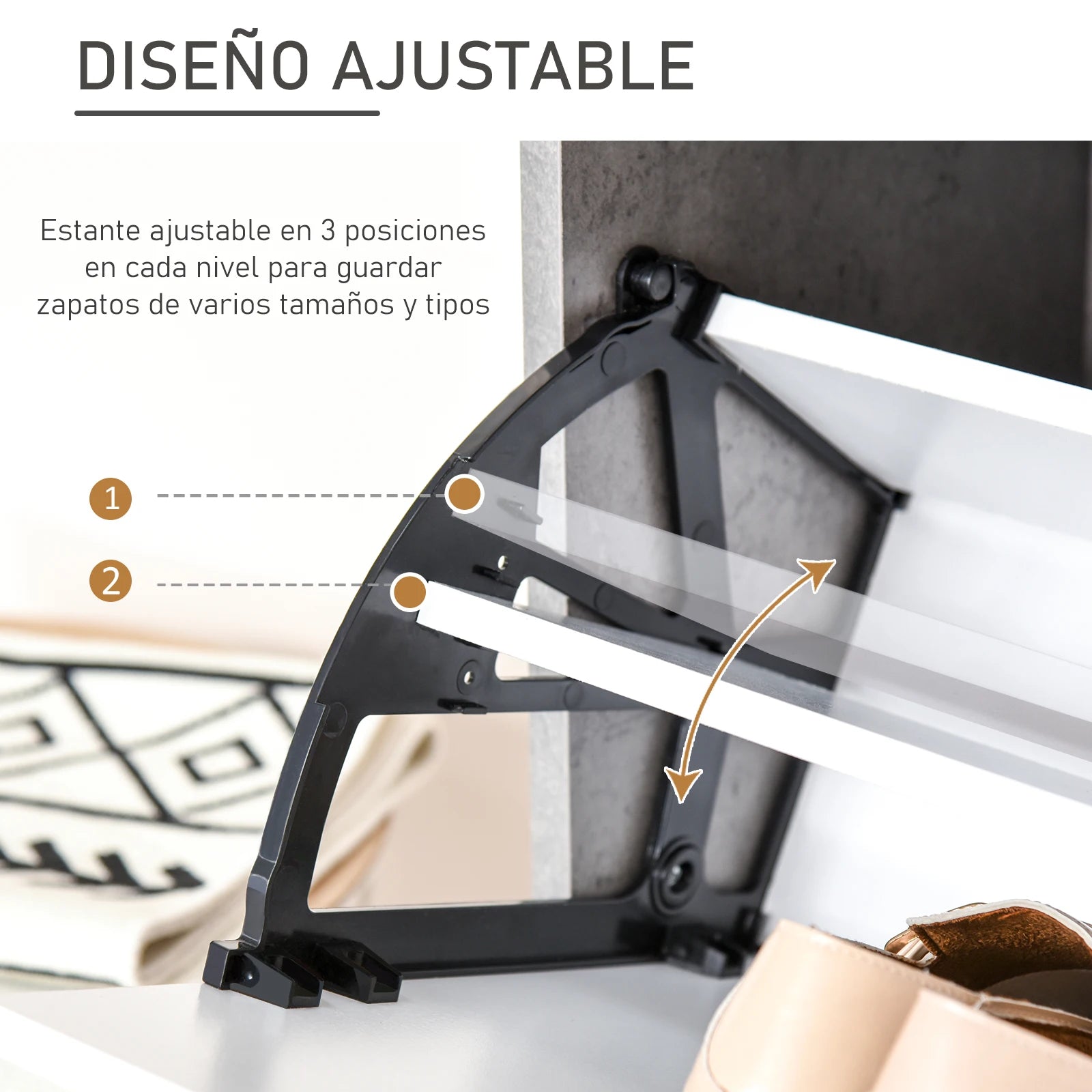 Meuble à chaussure d'entrée avec 2 tiroirs gris 62.5X26X81 cm -