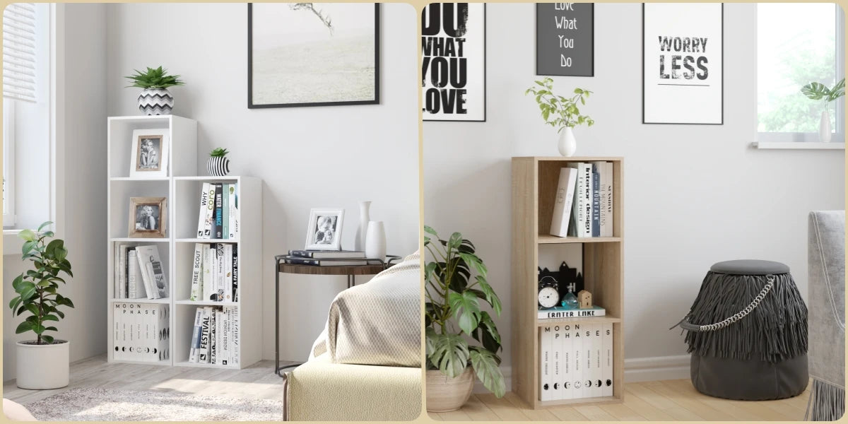 Étagère blanche 3 cube en bois 30x30x80cm -