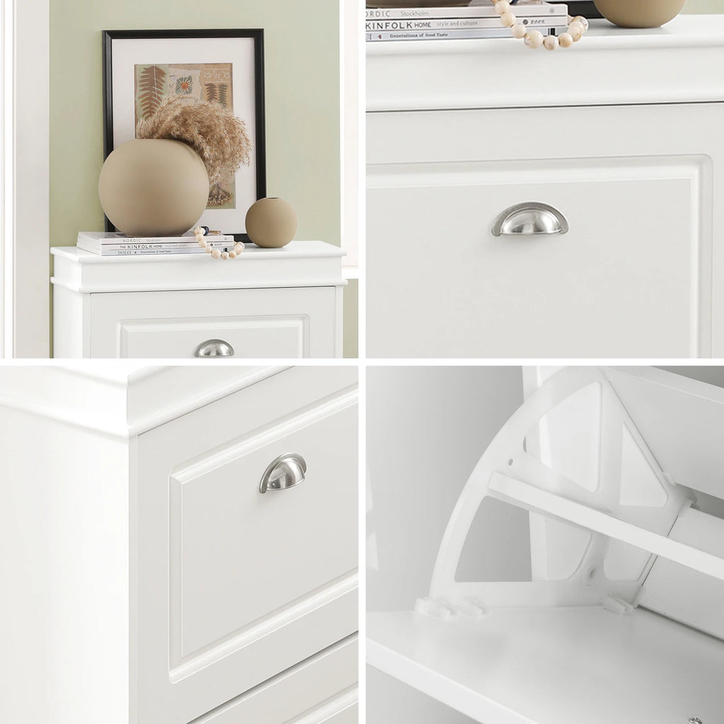 Meuble à chaussures 2 étages à rabats avec rangements -