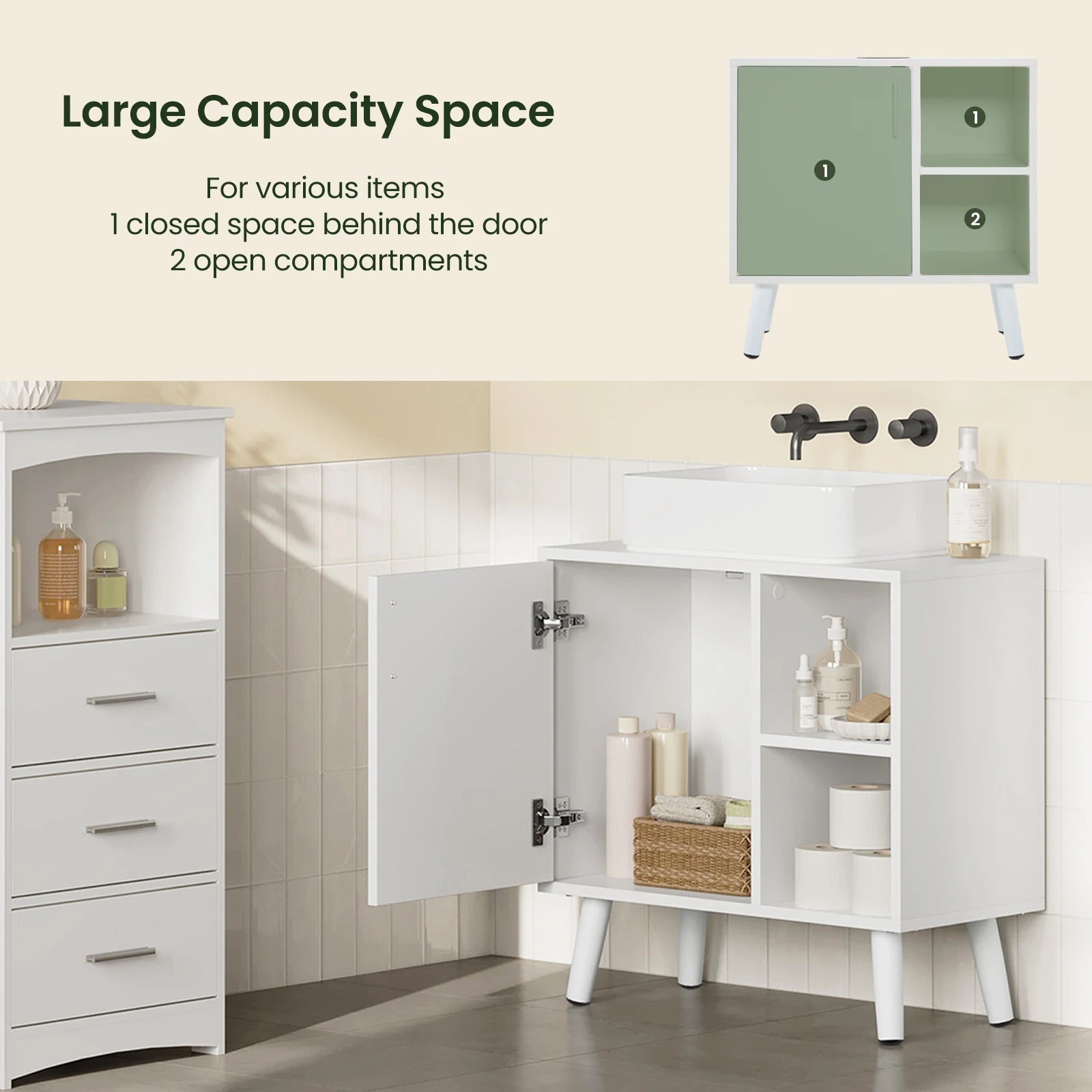 Meuble salle de bain en bois moderne 60x30x60.5cm -