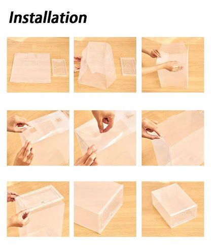 Meuble à chaussure de style boite en plastique transparente -