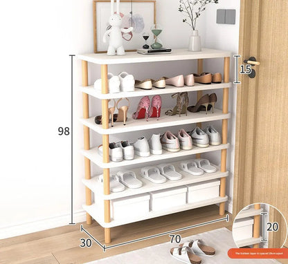 Meuble à chaussure marron en bois - 70-30-Blanc 6 couches