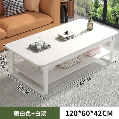 Table basse bois blanc en forme de rectangle - 120cm 8