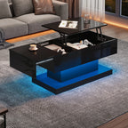 Table basse design blanc avec éclairage LED 100x50x45 Cm - Table basse Noir