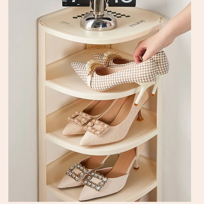 Meuble à chaussure original pour coin de mur -