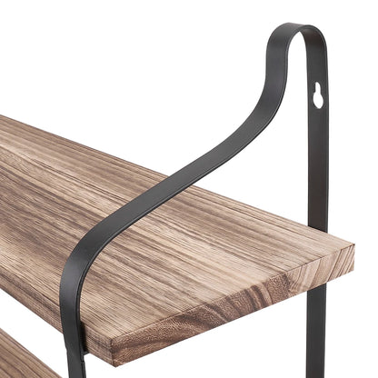 étagère murale en bois à deux tiges -