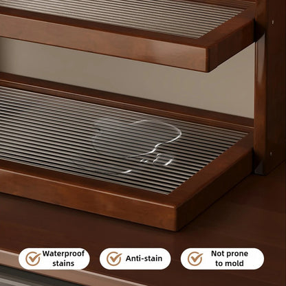 Étagère café retro d'angle en bois massif -