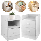 Table de chevet design luxe blanche avec 2 tiroirs - 50*34*30cm -