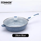 Poêle céramique poignée amovible avec couvercle - Bleu 28cm