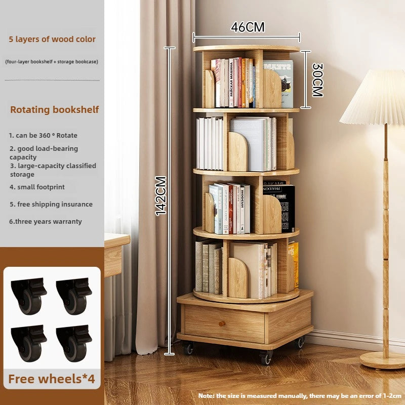 Étagère livre en bois rotatif - F