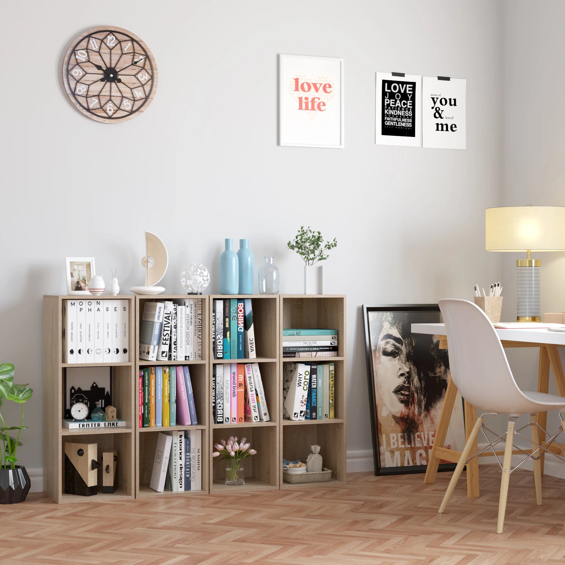 Étagère blanche 3 cube en bois 30x30x80cm -