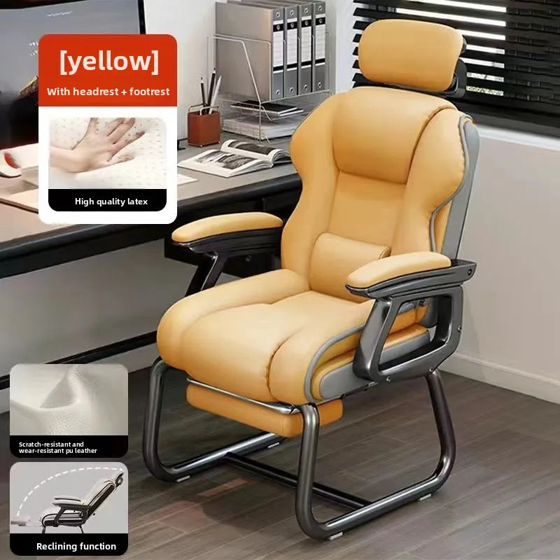 Chaise de bureau sans roues avec fonction inclinable - Jaune