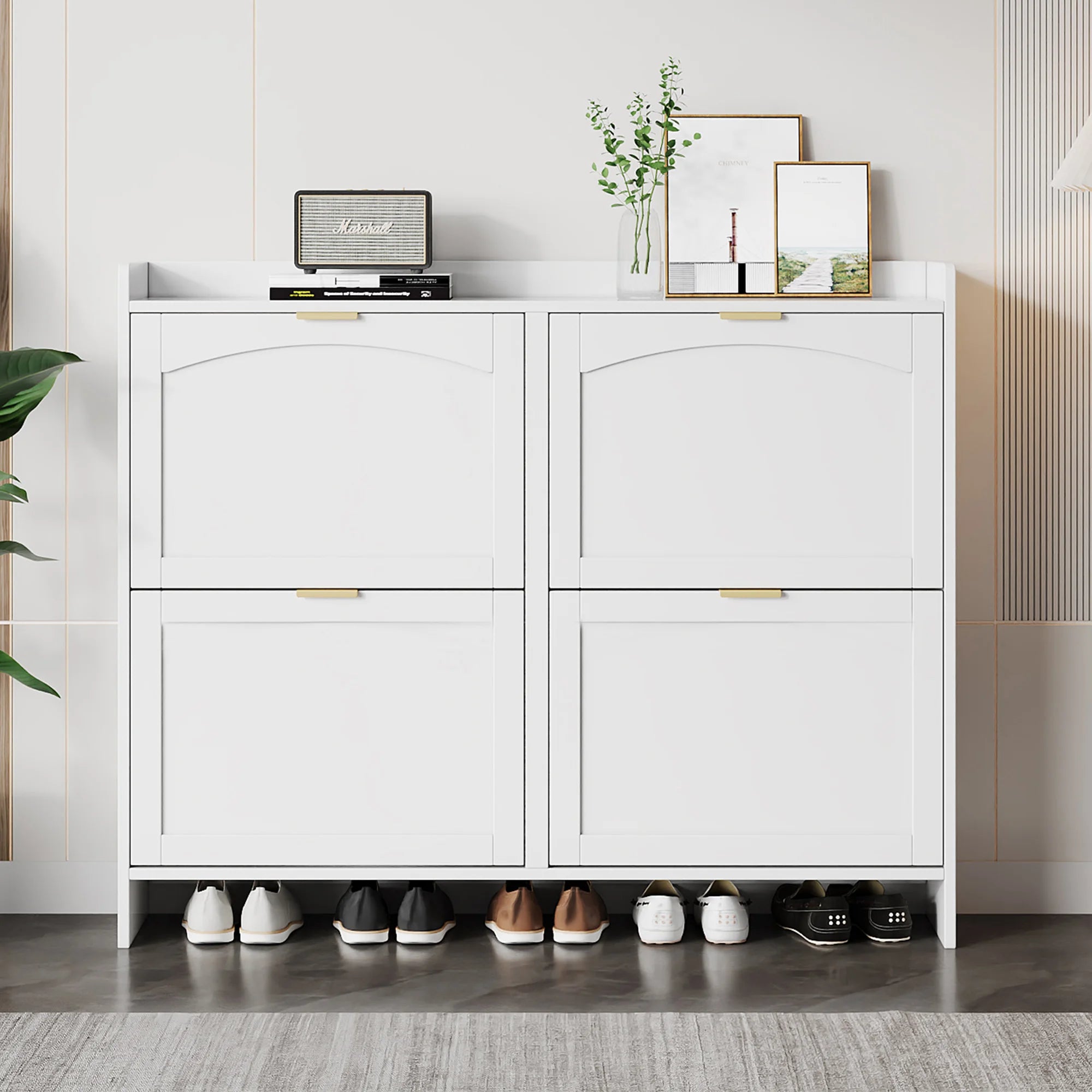 Meuble chaussure à 4 compartiments autoportants - Meuble à chaussure