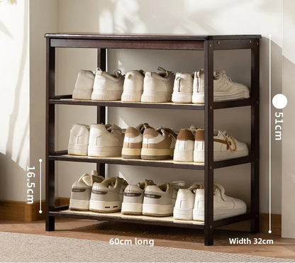 Meuble à chaussure bas d'entrée en bois massif - 4 étages-60cm