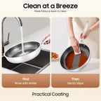 Poêle inox induction en rayure en nid d'abeille 28/32cm -