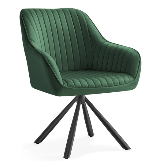 Chaise salle à manger vert en velours 1 pièces - Vert et Noir d'Encre Chaise salle à manger