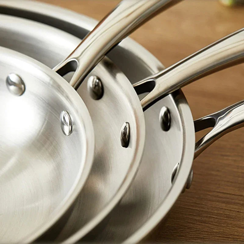 Poêle inox sans revêtement à triple couches -