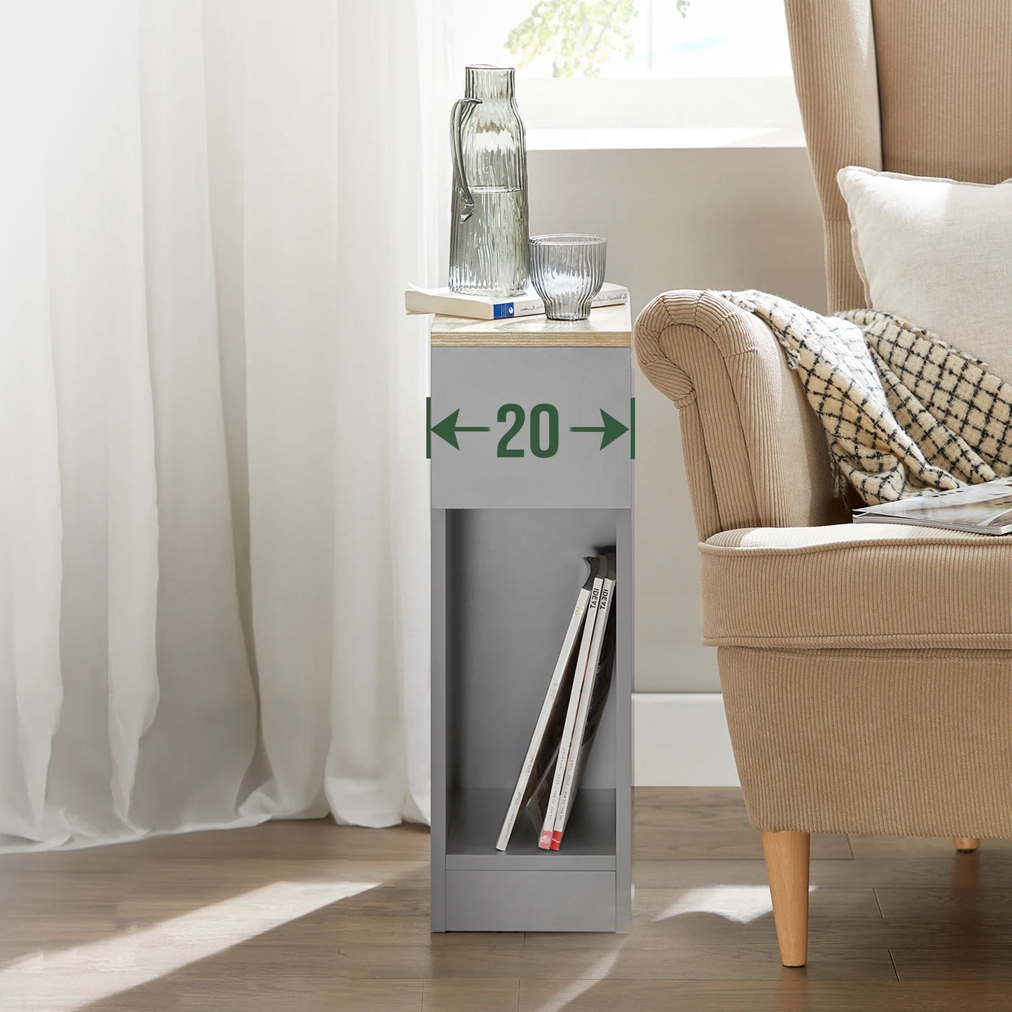 Table de chevet lot de 2 pas cher étroite moderne -