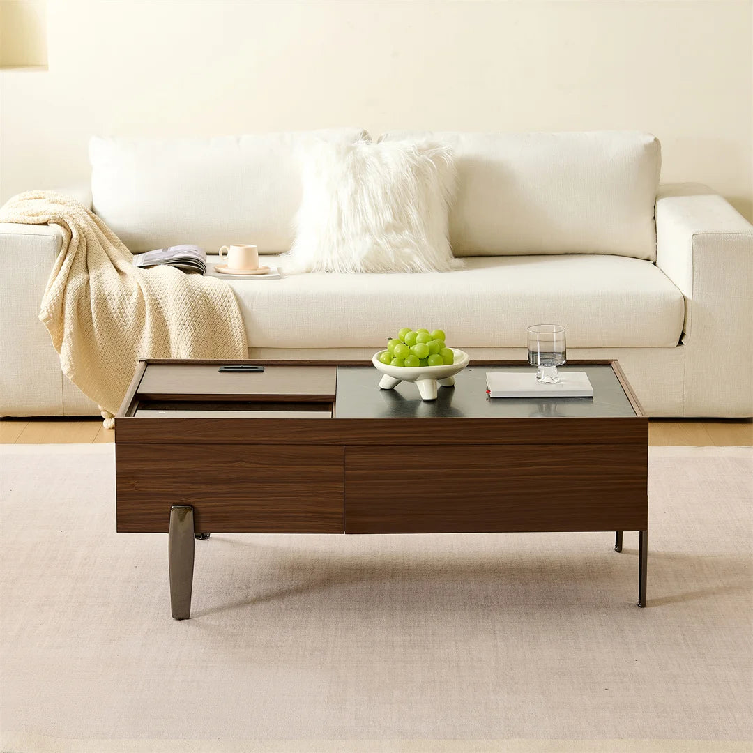 Table basse bois rectangulaire avec tiroirs -