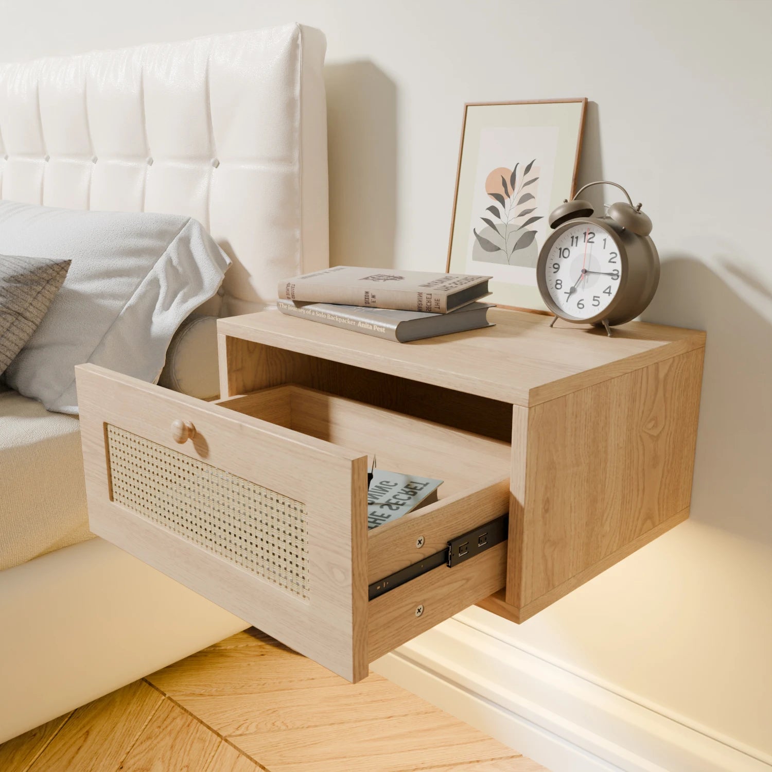 Table de nuit en bois moderne suspendue 1 pièce -