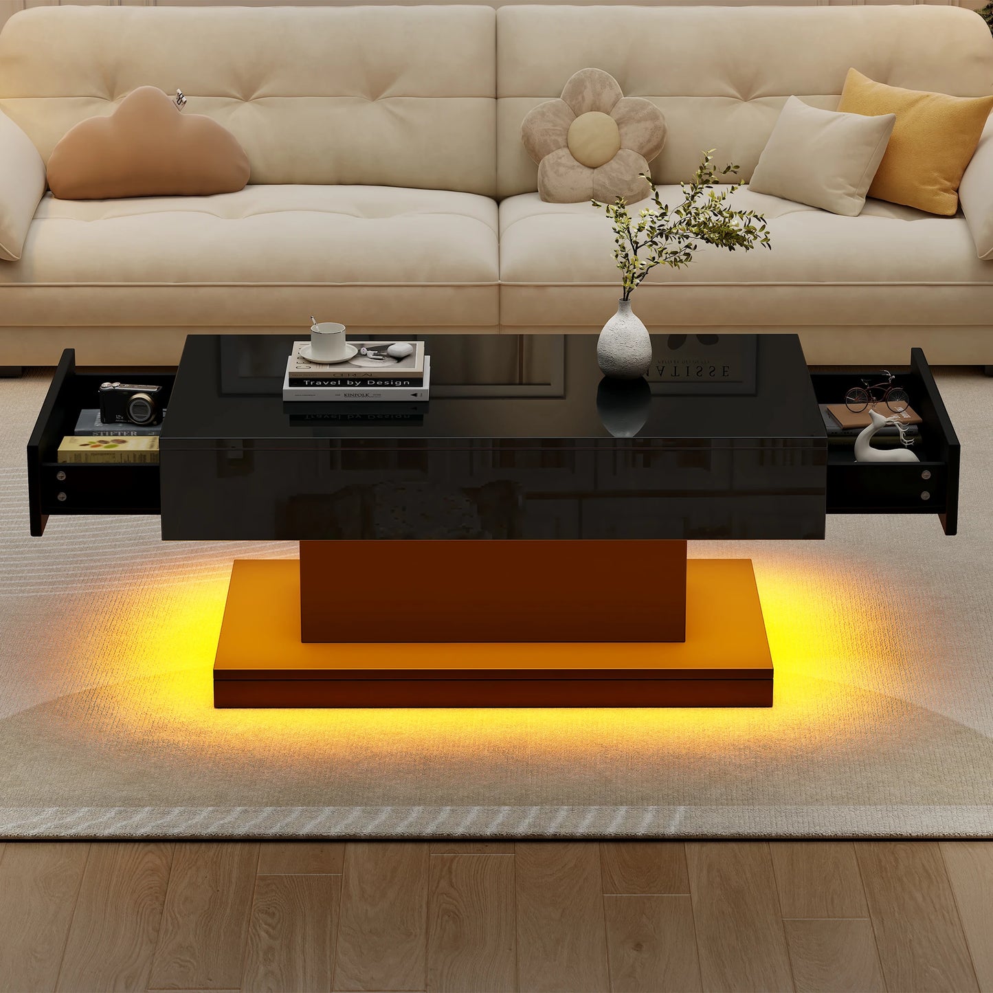 Table basse noire design moderne -