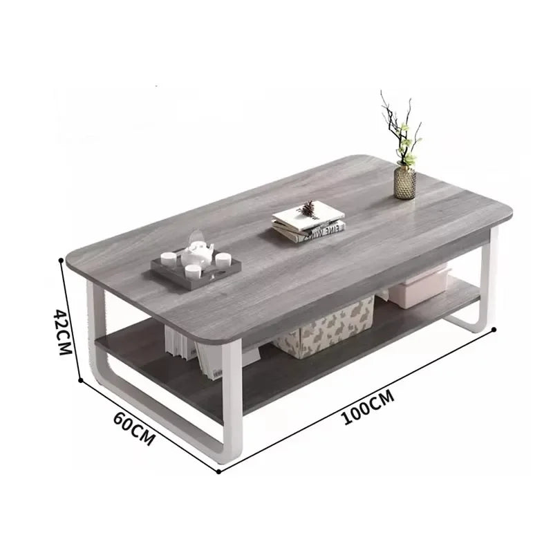 Table basse bois blanc en forme de rectangle -