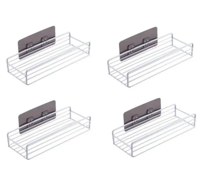 Étagère salle de bain douche pratique - Blanc 4pcs