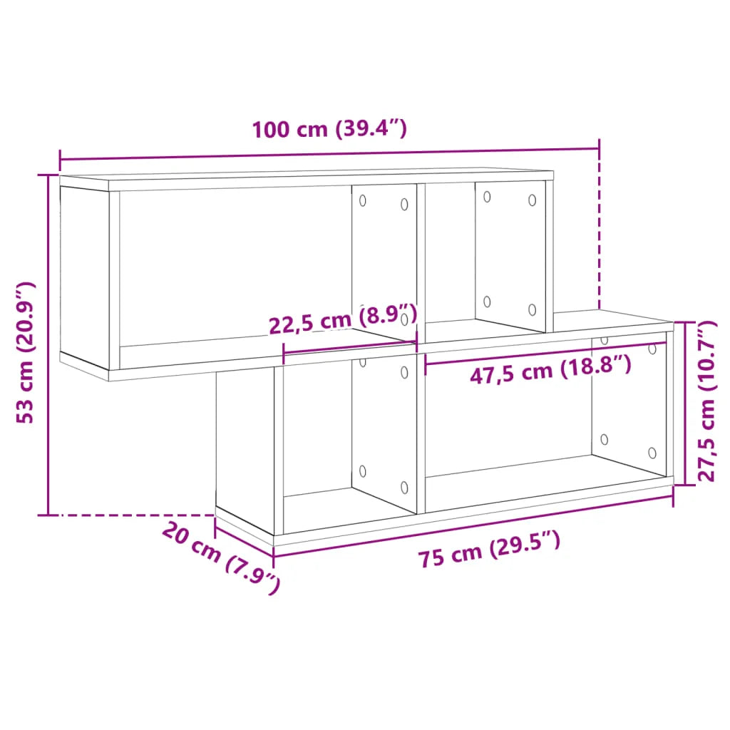 étagère murale toilette 100x20x53 cm -