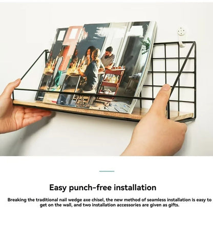 étagère murale en fer sans perçage 1 pièce -