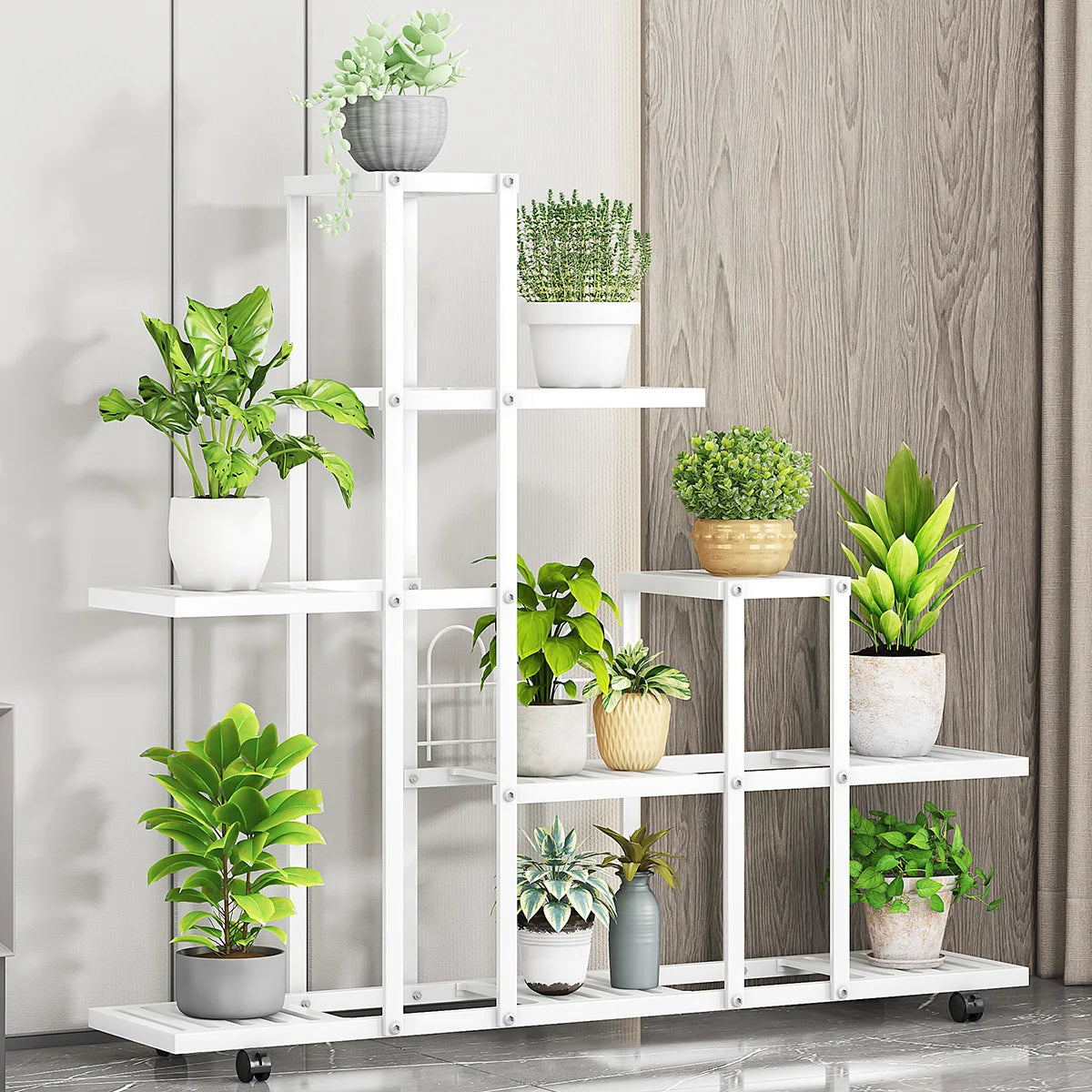 Étagère plante d'angle pour pots de fleurs - H9036 Blanc Étagère plante
