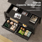 Table basse bois avec deux rangements tiroirs -