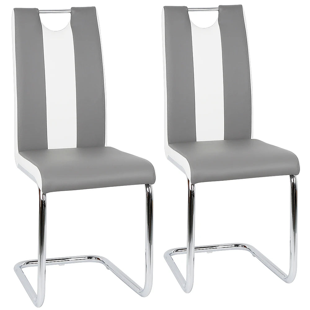 Chaise salle à manger en cuir artificiel moderne 2 ensembles - Gris Chaise salle à manger