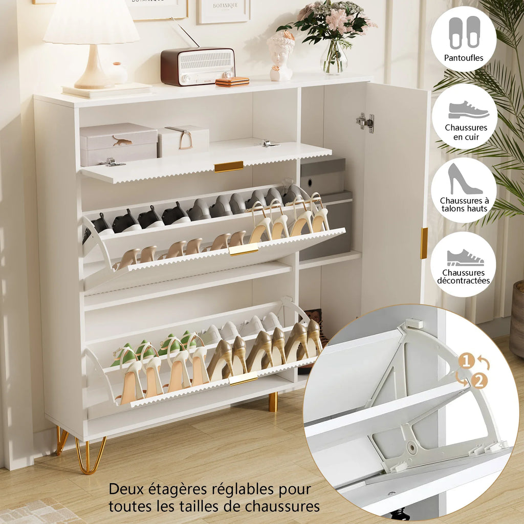 Meuble à chaussure dispositif anti basculement -