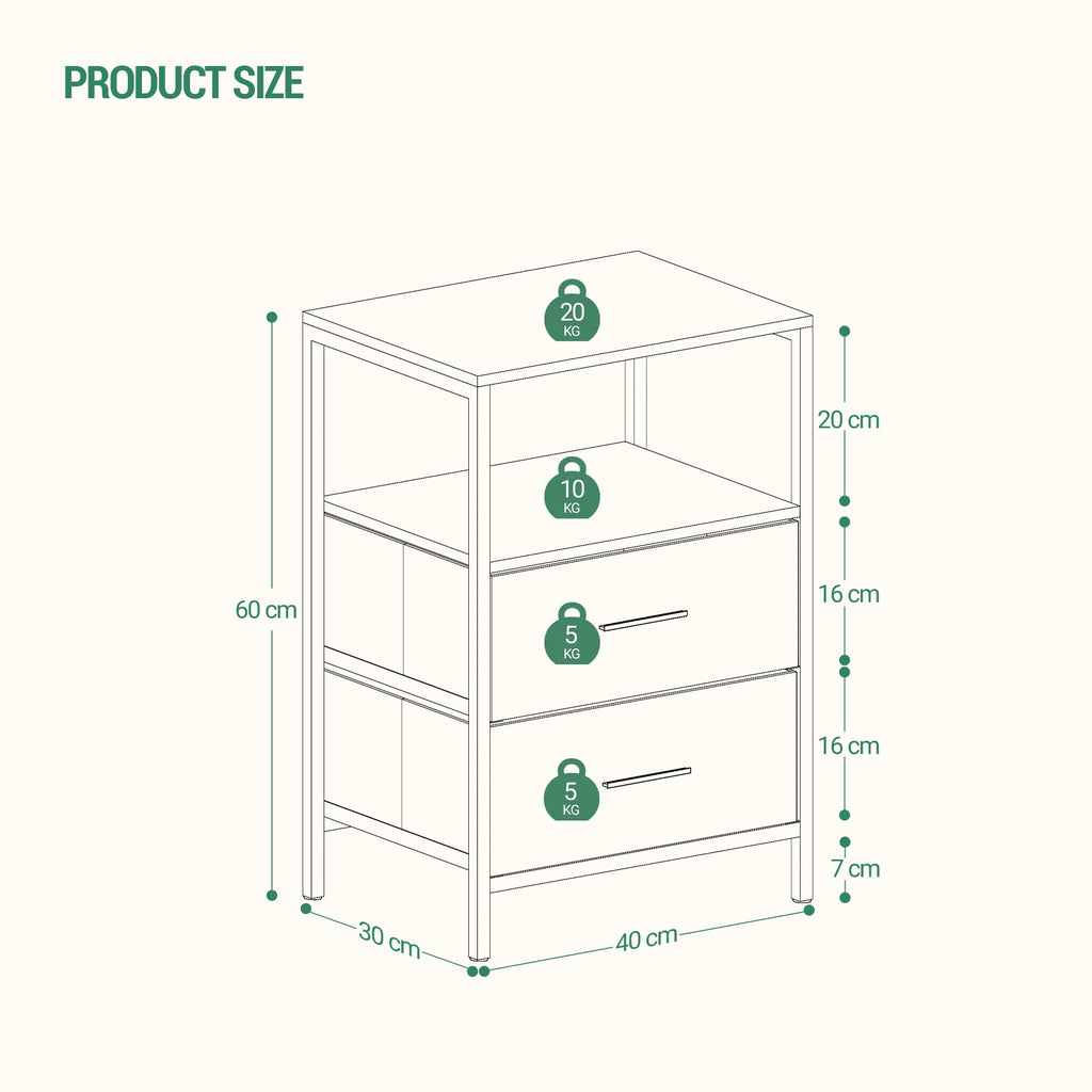 Table de chevet 2 ensembles avec doubles tiroirs -