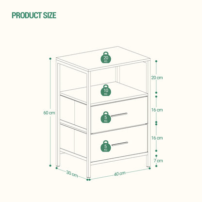Table de chevet 2 ensembles avec doubles tiroirs -