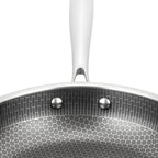 Poêle inox induction en rayure en nid d'abeille 28/32cm -