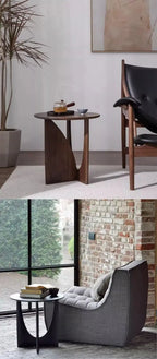 Table basse bois ronde à pied de design original -