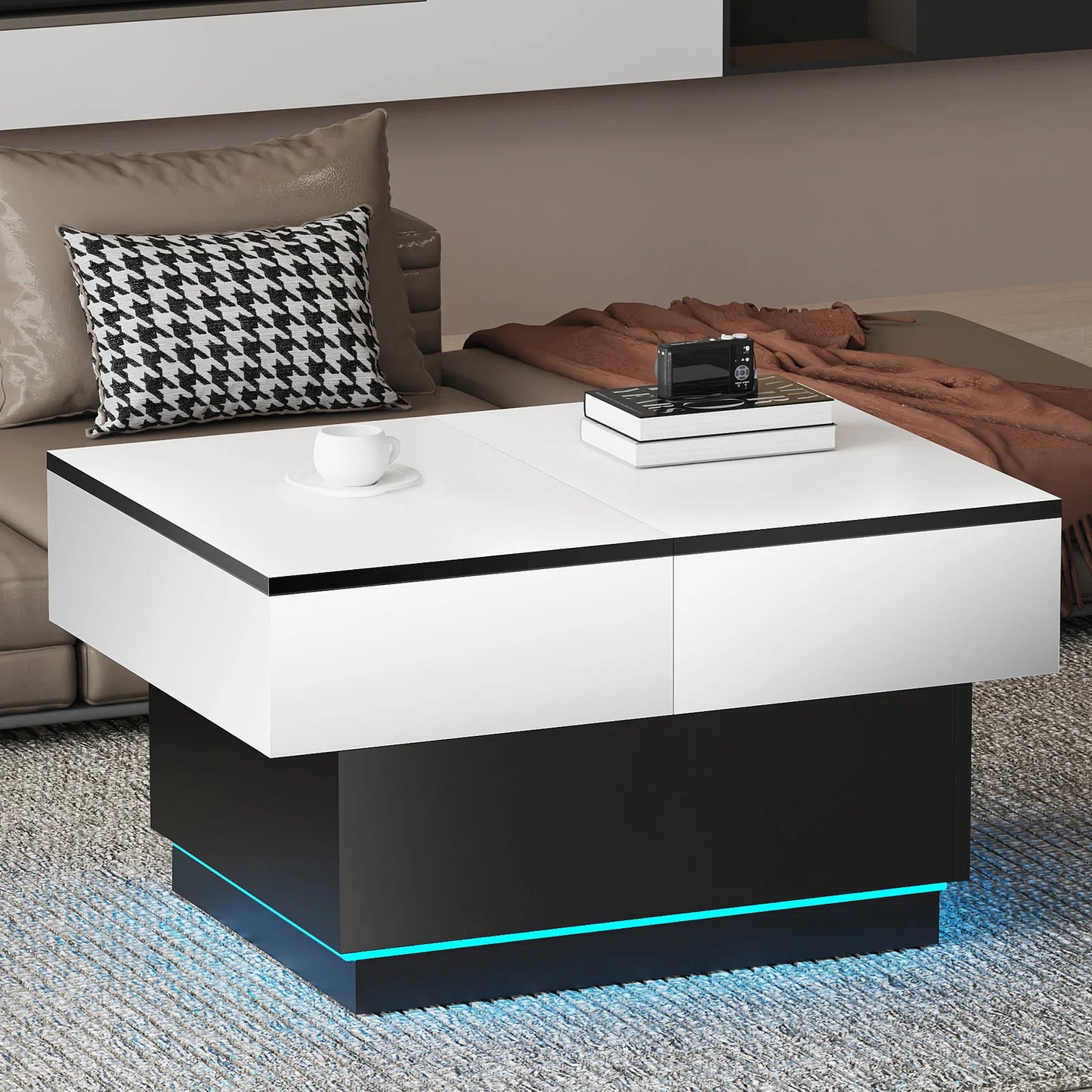 Table basse industrielle moderne extensible 2 en 1 -