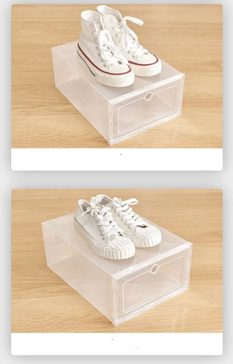 Meuble à chaussure de style boite en plastique transparente -
