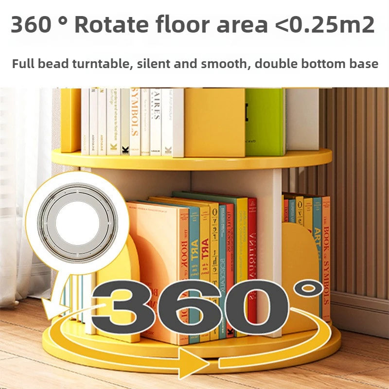 Étagère livre en bois rotatif -