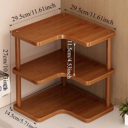 Étagère café d'angle moderne en bois - 3-Couches