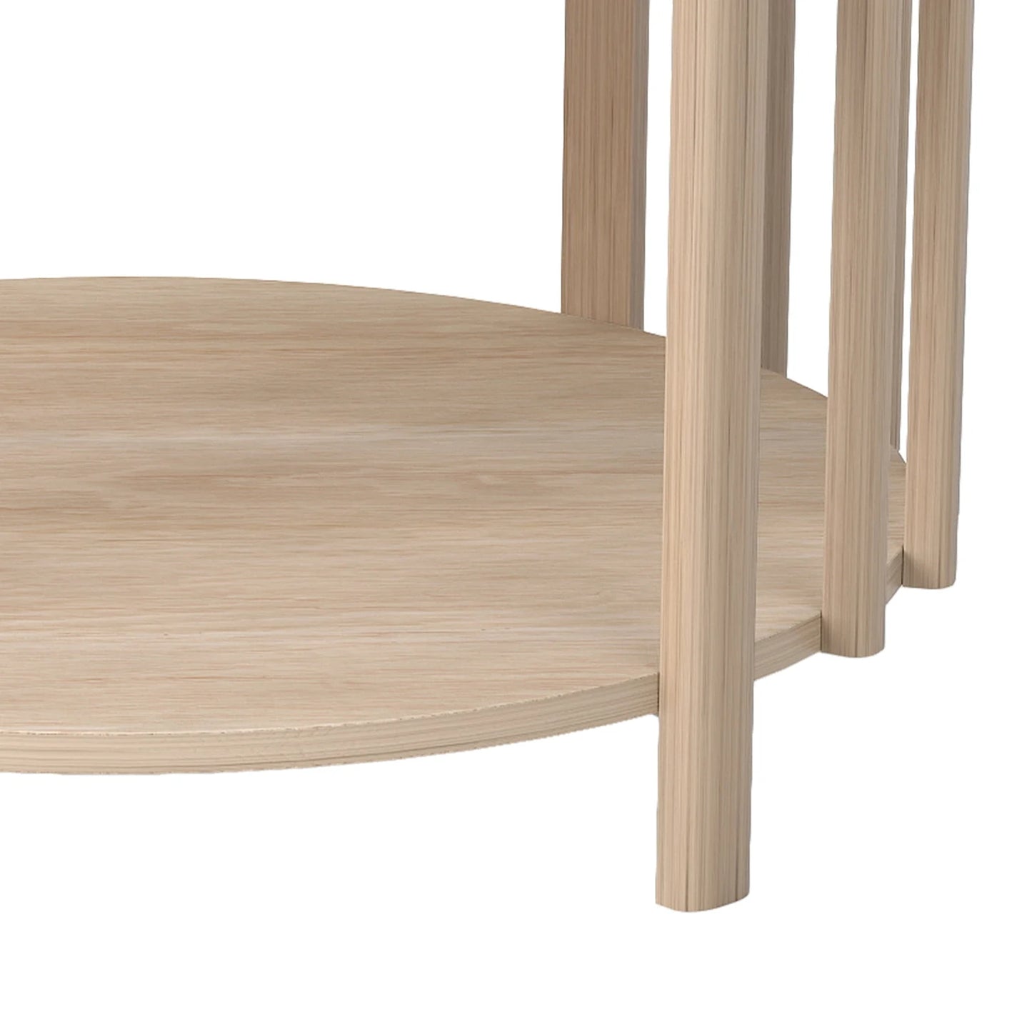 Table basse ronde avec rangement minimaliste -