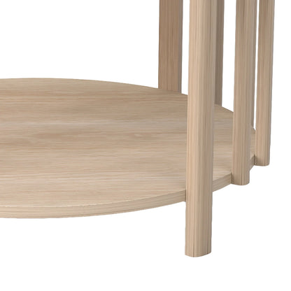 Table basse ronde avec rangement minimaliste -