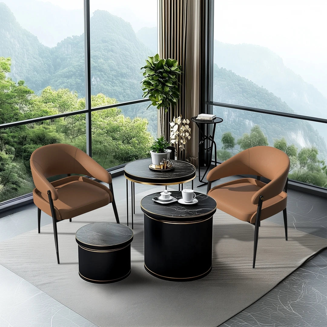 Chaise salle à manger tendance de luxe 2 pièces - Marron noir Chaise salle à manger