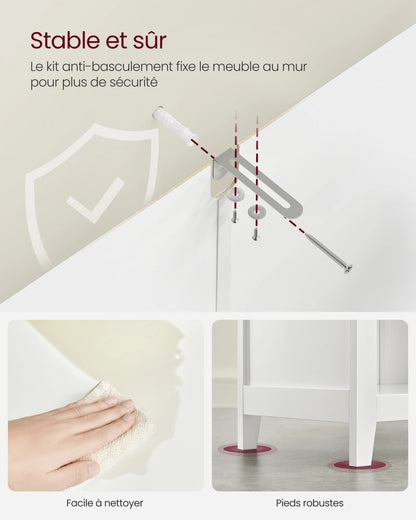 Meuble salle de bain sans vasque emplacement panier - 30 x 60 x 80 cm -