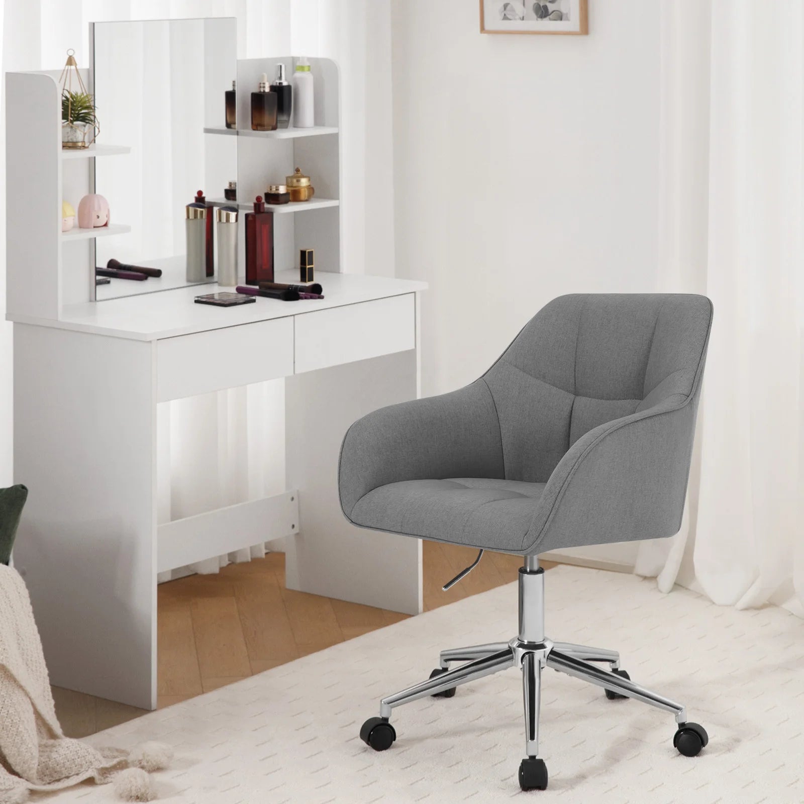 Chaise de bureau pivotante en velours -
