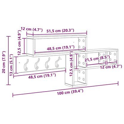étagère murale bois naturel 100 x 12 x 43.5 cm -